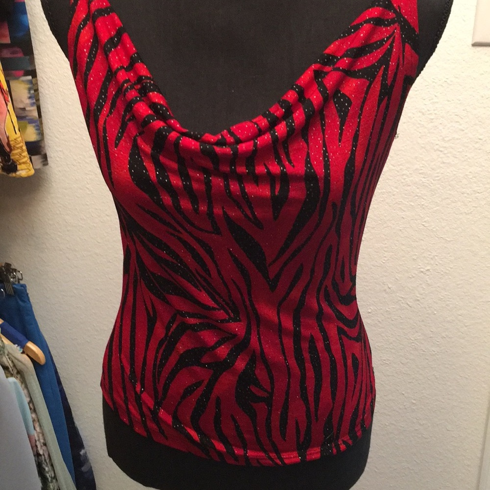 Red/Black Zebra Print Sleeveless Top